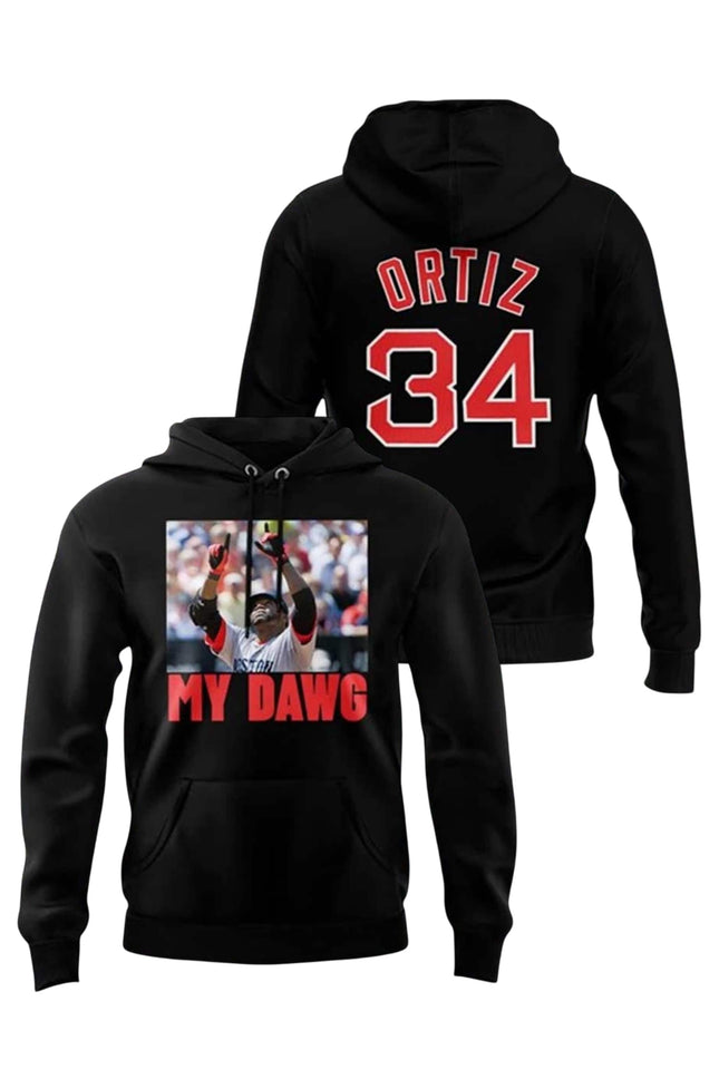 2025 David Ortiz My Dawg Hoodie Big Papi 34 Boston Red Sox Baseball Hoodie