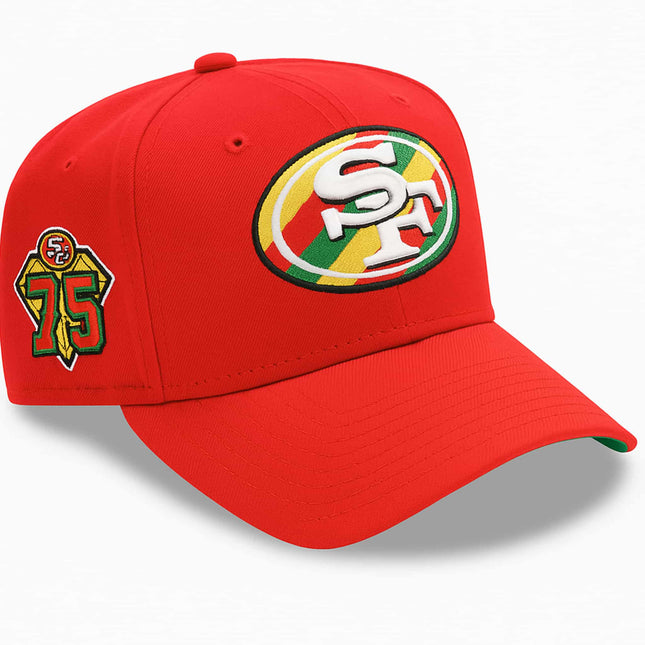 2025 San Francisco 49ers SF Black Scarlet Gold 75th Anniversary Hat