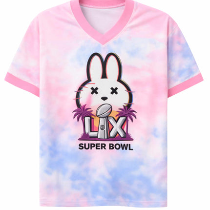 Bad Bunny Puerto Rico Print V-Neck Short Sleeve T-Shirt1