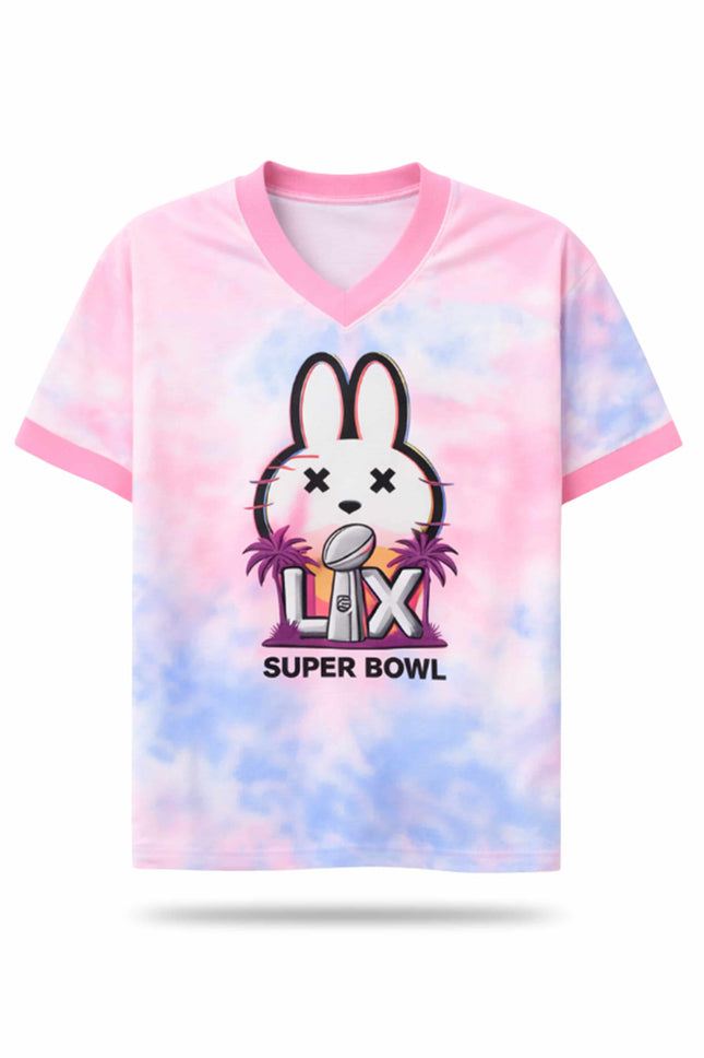 Bad Bunny Puerto Rico Print V-Neck Short Sleeve T-Shirt1