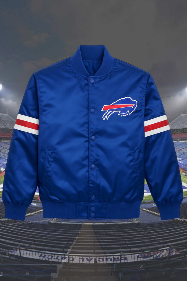 Buffalo Bills Blue Satin Bomber Jacket 20261