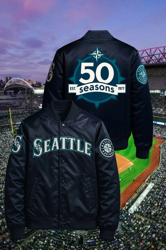 Seattle Mariners 50 Seasons Merch 2026 Bomber Jacket1