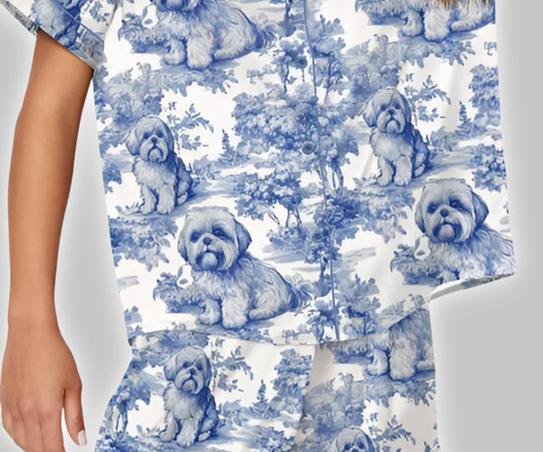 Shih Tzu Silky Satin Pajama Set For Women